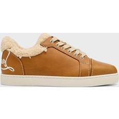 Christian Louboutin Brown Sneakers Christian Louboutin Vierissima shearling-trimmed sneakers brown