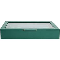 Wolf Sophia Leather Jewellery Box With Window - Dark Green