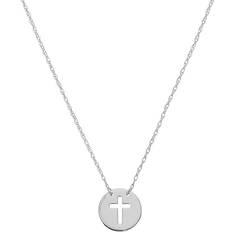 White Gold Necklaces Saks Fifth Avenue Women's 14K White Gold Cross Cutout Mini Disc Necklace