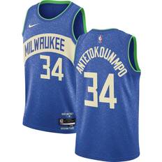 Sports Fan Apparel Nike Milwaukee Bucks Giannis Antetokounmpo #34 2023 City Edition Jersey Blue