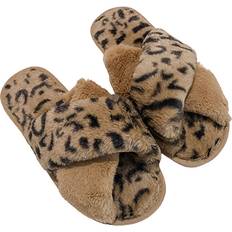 Slippers Women's Cozy Soft Plush Slippers Leopard Brown