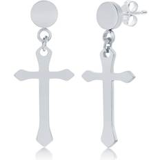 Men Earrings Blackjack Men's Polished Cross Earrings in Silver SILVER One