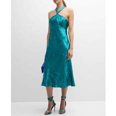 Sleeveless Satin Halter Midi Dress JADE