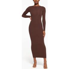 Long Dresses - Polyamide SKIMS Fits Everybody Long-Sleeve Crewneck Maxi Dress COCOA