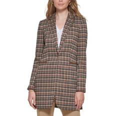 Tommy Hilfiger Black Blazers Tommy Hilfiger Women's Houndstooth Print Longline Blazer Beige Multi