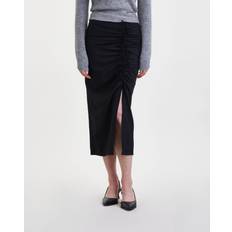 Viskose Röcke Ganni Drapey Melange Midi Skirt in Black Elastane/LENZING ECOVERO/Polyester Women's Black