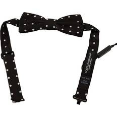 Accessories Dolce & Gabbana Black White Polka Dot Silk Adjustable Neck Papillon Bow Tie