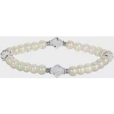 Pearl Bracelets 2028 2028 Silver-Tone Imitation Pearl and Lantern Bead Stretch Bracelet White White