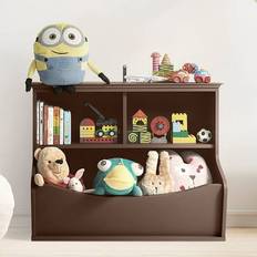 Brown Storage CAPHAUS Toy Storage Organizer, Open Storage Cubby, Multifunctional Book & Toy Cabinet Wood/MDF