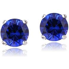 Sapphire Stud Earrings in Sterling Silver