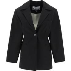 Organic Blazers Ganni Black Notched Lapel Blazer 099 Black DK