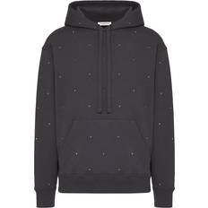 Valentino Rockstud cotton jersey hoodie grey