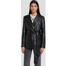 Leather Tops 7 For All Mankind Faux Leather Wrap Blazer in Black