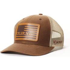 Ariat Women Headgear Ariat Oilskin USA Flag Leather Patch Cap Brown One