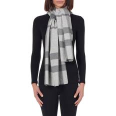 Cashmere Scarfs Amicale Women's Exploded Plaid Cashmere Scarf Grey