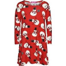 M Dresses Children's Clothing A2Z Kids 11-12 Years Girls Christmas Dress Kids Snowman Xmas Swing Dresses Top With Free Badge 3-13 Red 11-12yrs