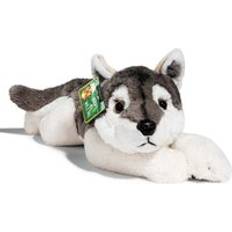 Fao Schwarz Toy Plush Lying Grey Wolf