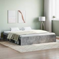 Grey Bed Legs vidaXL Bed Frame Concrete Super King