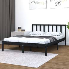 Strutture letto vidaXL Giroletto Nero Massello Pino 150x200 cm King Size