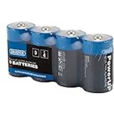 Draper PowerUP Ultra Alkaline D Batteries Pack of 4