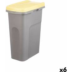 Yellow Grey Plastic Rubbish Bin Pack of 6