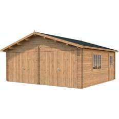 Palmako Carporte Palmako Roger garage brun grundbehandlet træport 28,4 m2 (Areal )