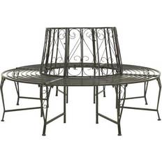 Plata Sofás y Bancos de Exterior vidaXL Patio Tree Bench 63' Steel Outdoor Garden Terrace Backyard Lounge Seat Banco de Jardín