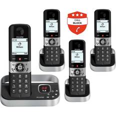 Alcatel F890 Cordless Phone Quad Handsets, Black,Silver/Grey