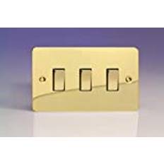 Varilight 3 Gang 1 or 2 Way 10A Rocker Switch Ultra Flat Polished Brass XFV93D