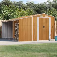 vidaXL light brown, 277 Shed Metal Shed Outdoor Shed (Building Area )