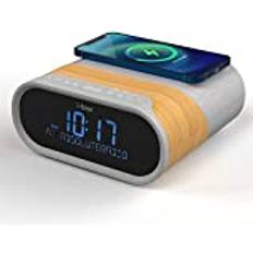 Alarm Clocks Bedside, Alarm Clock with Wireless Charging, Bluetooth Speaker, Radio Alarm Clock, Fast 10W Qi Wireless Charger, 5W Stereo Speakers, Mains Powered, FM Radio, 2x USB Charging Ports