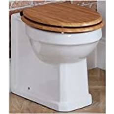 Milano Richmond Traditional Comfort Height Back to Wall Toilet WC Pan and Oak Effect Wooden Seat Black Hinges