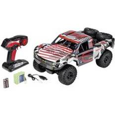 Carson 500404260 1:10 Amphi PowerTruck 2.4GHz 100% RTR röd Fjärrstyrd bil, RC-fordon, inkl. batterier och fjärrkontroll, RC-bil, körtid 20 minuter