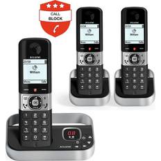 F890 Voice TAM Cordless Phone Triple Handsets, Black,Silver/Grey