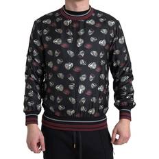 Men - Silk Jumpers Dolce & Gabbana Black Ring Print Silk Crewneck Sweater IT46