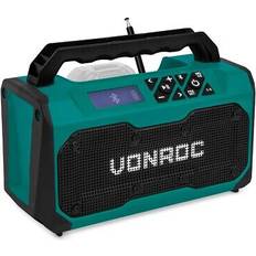 Radios VONROC Radio De Chantier Sans Fil 20V – FM Bluetooth USB – Vert