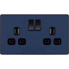 Wall Outlets BG Electricals Evolve Double Switched Power Socket, 13A, Matt Blue