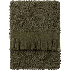 Wool Textiles Yard Yard Ulsmere Boucle Fringed Blankets Green (180x)
