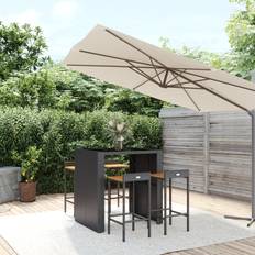 Garden & Outdoor Furniture vidaXL Gartenbar-Set 5-tlg Schwarz Poly Rattan Massivholz