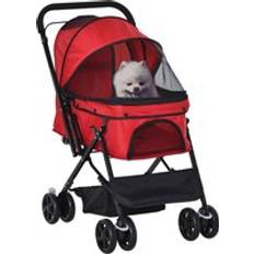 Pawhut Pet Stroller Dog Travel Pushchair Foldable Jogger Leash