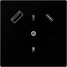 Jung LS990 1-Vägsuttag Jordat 1xUSB-A 1xUSB-C