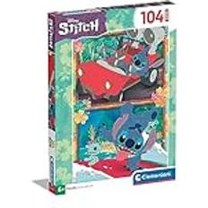 Clementoni 3D-Jigsaw Puzzles Clementoni Disney Stitch Puzzle mit 104 Super-Teilen für Kinder ab 6 Jahren, buntes Kinderpuzzle mit besonderer Leuchtkraft, 27571 von