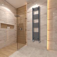 Heated Towel Rails WarmeHaus 1600x400mm Curved Heated Grey, Anthracite