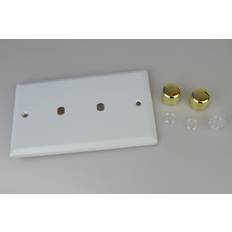 IP20 Wall Dimmers Varilight 2-Gang Matrix Kit For Rotary Dimmers Twin Plate in Matt White