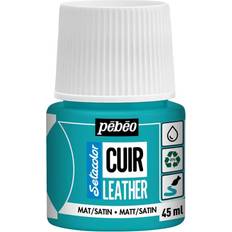 Pebeo Farver Pebeo Cuir Leather 45 ml læderfarve, farver også PU-læder – Turkis, mat satinfinish