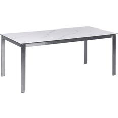 Glass - White Garden & Outdoor Furniture Beliani Garden Table 180 x 90 cm White Marble