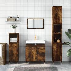 Muebles de Baño vidaXL smoked oak Bathroom Cabinet Vanity Unit Highboard Engineered Wood