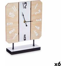 Blanco Relojes de Mesa Gift Decor Blanco Metal Madera Mdf 22 x 28 x 7 cm (6 Unidades) Reloj de Mesa