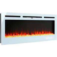 LivingAndHome Wall Mounted LED Electric Fireplace White 60 Inch