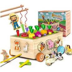 Achiyway Wooden Toys for 3 4 5 Years Old Boys Girls, Toddler Toys Montessori Educational Sensory Toys, Kids Motor Skills Fishing Games and S